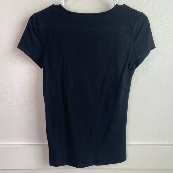 Express One Eleven Strappy Deep V Short Sleeve Shirt - Picture 2 of 6